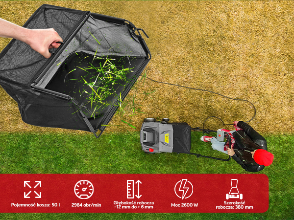 wertykulator elektryczny z regulacją głębokości