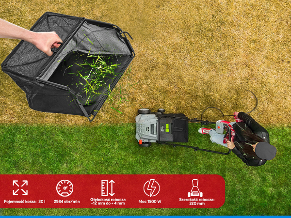 wertykulator elektryczny z regulacją głębokości