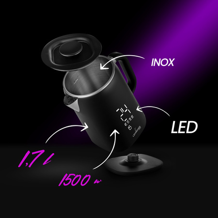 Czajnik elektryczny satynowy Aqua Black 20 (1,7L, 1500W) Lehmann