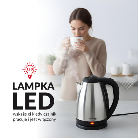 Czajnik elektryczny stalowy Aqua Steel 10 (1,8L, 2200W) Lehmann