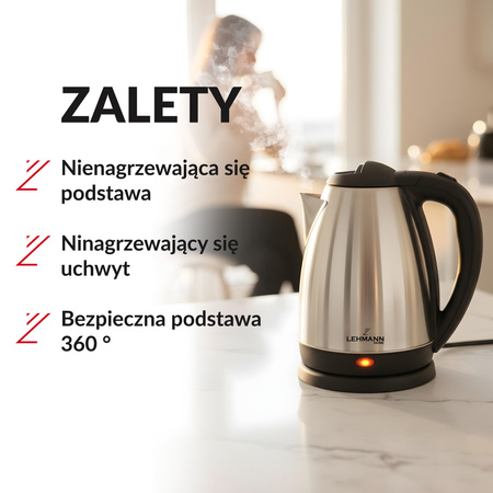 Czajnik elektryczny stalowy Aqua Steel 10 (1,8L, 2200W) Lehmann