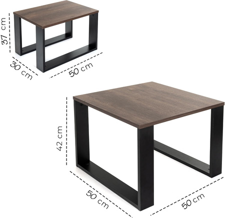 Stolik kawowy 2 szt Dąb Brown