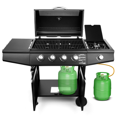 Grill gazowy ogrodowy żeliwny Lehmann Ohio Black  ruszt 4+1 