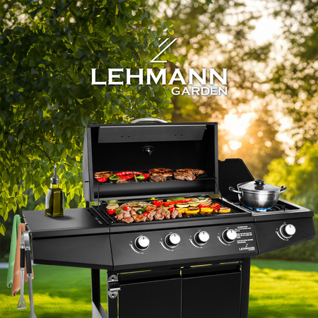 Grill gazowy ogrodowy żeliwny Lehmann Ohio Black  ruszt 4+1 