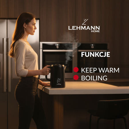 Czajnik elektryczny satynowy Aqua Black 20 (1,7L, 1500W) Lehmann