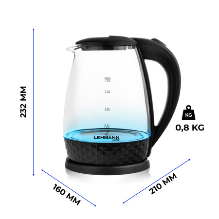 Czajnik elektryczny szklany Aqua Glass 30 (2L, 2200W) Lehmann