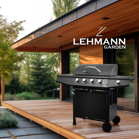 Grill gazowy ogrodowy żeliwny Lehmann Ohio Black  ruszt 4+1 