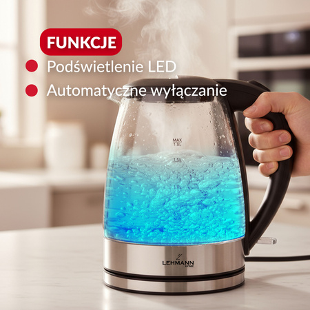 Czajnik elektryczny szklany Aqua Glass 10 (2L, 2200W) Lehmann