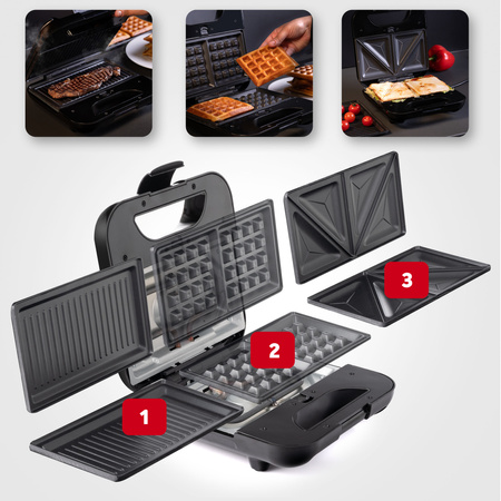 Opiekacz do kanapek Toast 1200 (800W, 3W1) Lehmann