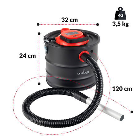 Odkurzacz do popiołu Asher 15 (800W, 15L) Lehmann