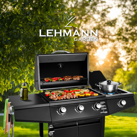 Grill gazowy ogrodowy żeliwny Lehmann Texas Black  ruszt 3+1 